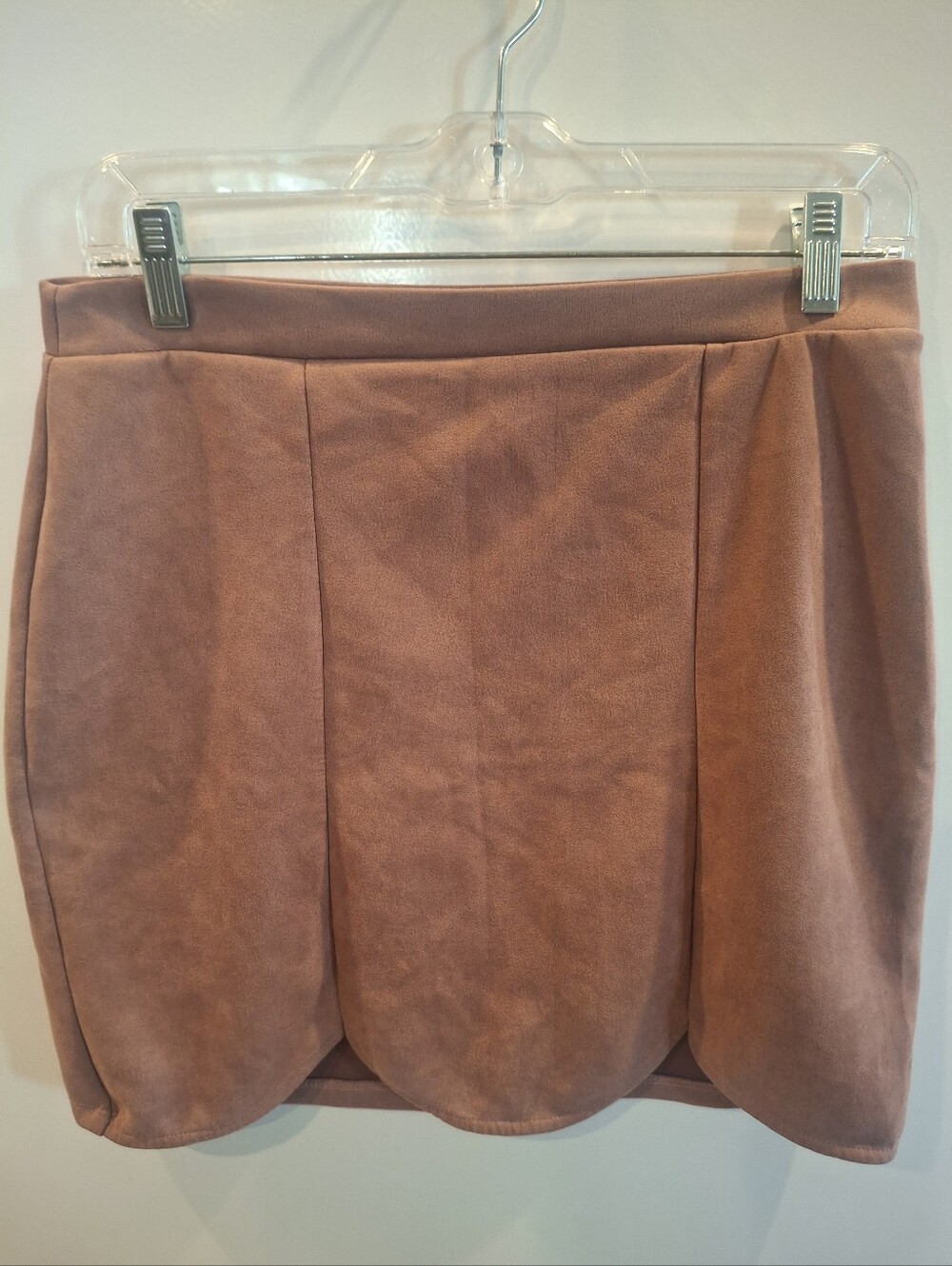 Charlotte Russe Dusty Pink Scalloped Suede Mini Skirt